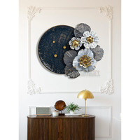 Dewogift Metal Wall Decor/Wall Art/Floral Disc Wall Sculpture/Hanging For Living Room, Office, Bedroom, Dining Room, Hotel (24 X 25 Inches)