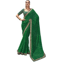 Satrani Womens Knit Pure Georgette Saree (2770S434N_Green3)