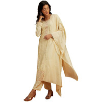 Libas Women's Silk Embroidered Kurta Sets (48075_Yellow