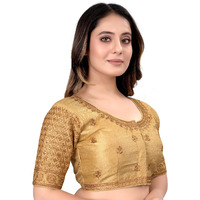 Pujia Mills Women's Blouse Readymade Blouse Embroidery Blouse Readymade Blouses For Women Readymade Blouses For Women Half Readymade Saree Blouse For Women Gold Blouse Readymade (Sigma Gold 38)