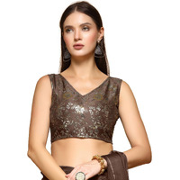 Oomph! Readymade Blouse For Women, Brocade, Sleeveless, V-Neck, Rbbl701