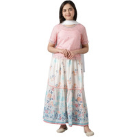 Aurelia Girl's Polyester Top & Skirt & Dupatta (22Feg10236B