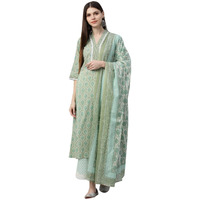 Libas Women's Silk Blend Kurta Set (35720_Green