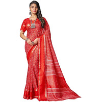 Greciilooks Women's Plain Cotton Silk Sarees (Gl-S2399_Red)