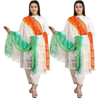 Fabme Women's Tricolor/Tiranga Dupatta For Independence Day (Pack Of 2)