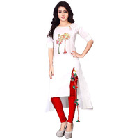 Dhruvi Trendz Women's Rayon Wrap Kurtas (Dt-K1178-L_White_Large)