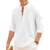 Royalscout Men's Regular Fit Solid Cotton Blend Straight Short Kurta | Full Sleeves Kurta White