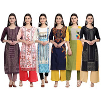 Tee Projekt Printed Crepe Kurti For Women Ll Modern Kurtis: For The Trendy You (Pack Of 6)