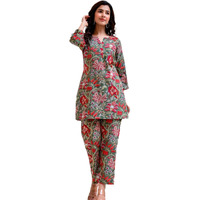 Dhruvi Trendz Regular Fit Formal Floral Printed Rayon Western Co-Ord Set For Women(Available In 2Xl And 3Xl) (Dt-W1731&Tr822_Green