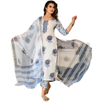 Lookmark Women's Trendy Printed Cotton Blend Straight Kurta Pant Dupatta Set (Az-Lm-Og-Ks2082-Xl)