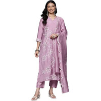 Varanga Womens Silk Blend Kurta Set  Elegant Mauve Silk Kurta For Festive & Special Occasions (Extra Large)