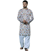 Greciilooks Kurta For Men | Kurta Set For Men | Kurta Pyjama Set For Men | Kurta Set For Men Kurta For Men With Sequin Embroidery (In, Alpha, S, Regular, White)