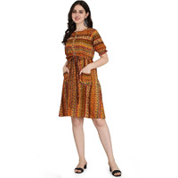 Dhruvi Trendz Women's Cotton Regular Fit Casual Wear Kurtis (Dt-K24988_Mustard_L)