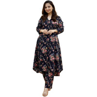 Dhruvi Trendz Women's Rayon Printed Co-Ord Set Regular Fit Casual (Dt-W1838&Tr895_Black_3Xl)