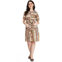 Dhruvi Trendz Womens Rayon Western Dresses Regular Fit Regular (Dt-K2500_Beige_L)