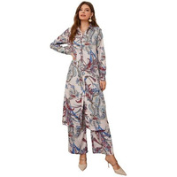 Dhruvi Trendz Womens Rayon Co-Ord Set Regular Fit Ethnic Co Ord Set-8 (Dt-K-W1716&Tr812_Off White_M), Kurta Set