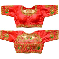 Pujia Mills Women's Silk Solid Half Sleeve Blouse (Dumbo_Gajri_38)