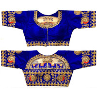 Pujia Mills Women's Silk Solid Half Sleeve Blouse (Dumbo_Royal Blue_38)