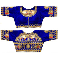 Pujia Mills Women's Embroidery Handwork Design Bridal Blouse Royal Blue 38