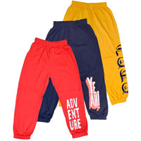 T2F Boy's Regular Fit Pyjama Bottom (Pack Of 3) (Bystrk06-3P_Red-Yellow-Navy_3-4 Years)