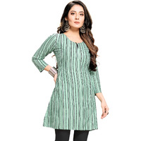 Shiv Textiles Rayon Fabric Printed Round Neck Short Kurtis For Women Top Dresses Kurti For Ladies & Girls Kurtis (Pista_S)
