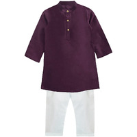A.T.U.N. (All Things Uber Nice) Boy's Regular Kurta Pyjama Set (Bkls Kpc_Wine-White 3-6 Months)