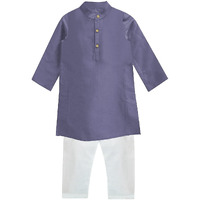 A.T.U.N. (All Things Uber Nice) Boy's Regular Kurta Pyjama Set (Bkls Kpc_Lavender-White 3-4 Years)