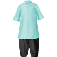 A.T.U.N. (All Things Uber Nice) Baby-Boy's Regular Pathani Suit (Bkls Pts_Aqua-Black 0-3 Months)