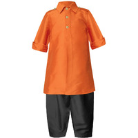 A.T.U.N Boy's Regular Pathani Suit (Bkls Pts_Orange-Black 8-9 Years)