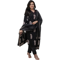 Fabnex Kurta Set For Women | Women Kurti Pant Set (K-160-Black-2Xl)