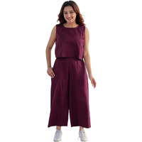 Fabnex Stylish Sleeve Less Co Ord Set For Women | Co Ord Set For Women (K-133-Wine-L)