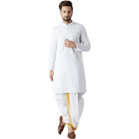 Sojanya (Since 1958, Men's White Pure Cotton Kurta Dhoti Set, Size: M
