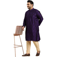 Sojanya Plus (Since 1958) Men's Silk Blend Purple Self Design Only Long Kurta Size: 54