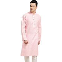 Sojanya (Since 1958 Men's Cotton Linen Pink Checked Only Long Kurta Size: 44