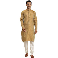 Sojanya (Since 1958 Men's Jacquard Silk Mustard Self Design Only Kurta Size: 36