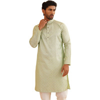 Sojanya (Since 1958 Men's Jacquard Silk Pista Green Self Design Only Kurta Size: 44