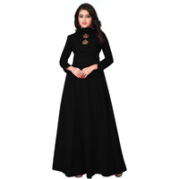 Greciilooks Women Cotton Anarkali Regular Fit Kurti (Black, Xx-Large)