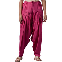 Aurelia Women's High Rise Cotton Loose Patiala Pant (Crk60025-00355_Pink), Free Size