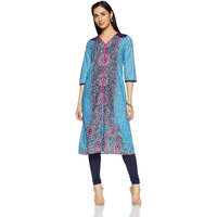 Aurelia Women's A-Line Kurta (15Fek12060-60354_Blue_M)