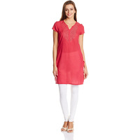 Aurelia Women's Straight Kurta (Crk11627-77845_Pink_S)