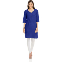 Aurelia Women's Straight Cotton Kurta (11267-7_Blue_Large)