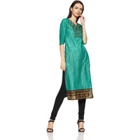 Aurelia Women's Straight Kurta (17Auk13152-62365_Pool Green_Xs)