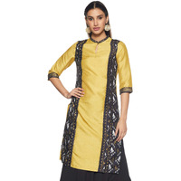 W For Woman Women's Straight Kurta (17Au17355-65629_New Lemon Curry/ Yellow_6/ X-Small)