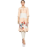 W For Woman Women's Straight Kurta (17Au16971-50315_Coral Pink_14)