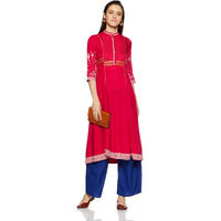 W For Woman Women's A-Line Kurta (17Au17219-12248_Pink_12)