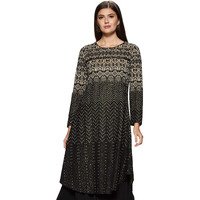 W For Woman Straight Winter Kurta (17No17258-72575_Jet Black_6)