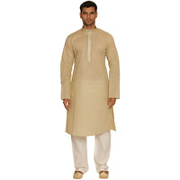 Manyavar Men's Silk Kurta Pyjama (8903035149862_M302194-334-L_Beige)