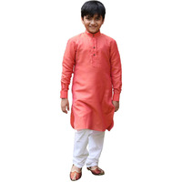 Manyavar Boy's Linen Full Seelves Kurta Pajama Set(3-4 Years)
