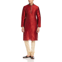 Manyavar Men's Regular Fit Blended Kurta & Churidar Set, Maroon - X-Large/42 (S952358-307)