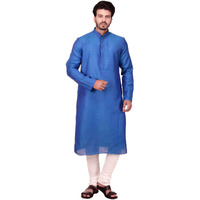 Manyavar Sdes306-306 Art Silk Kurta Pyjama (Sdes306-306_Blue_Medium/38)